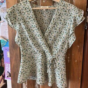 Monteau Floral Wrap Blouse